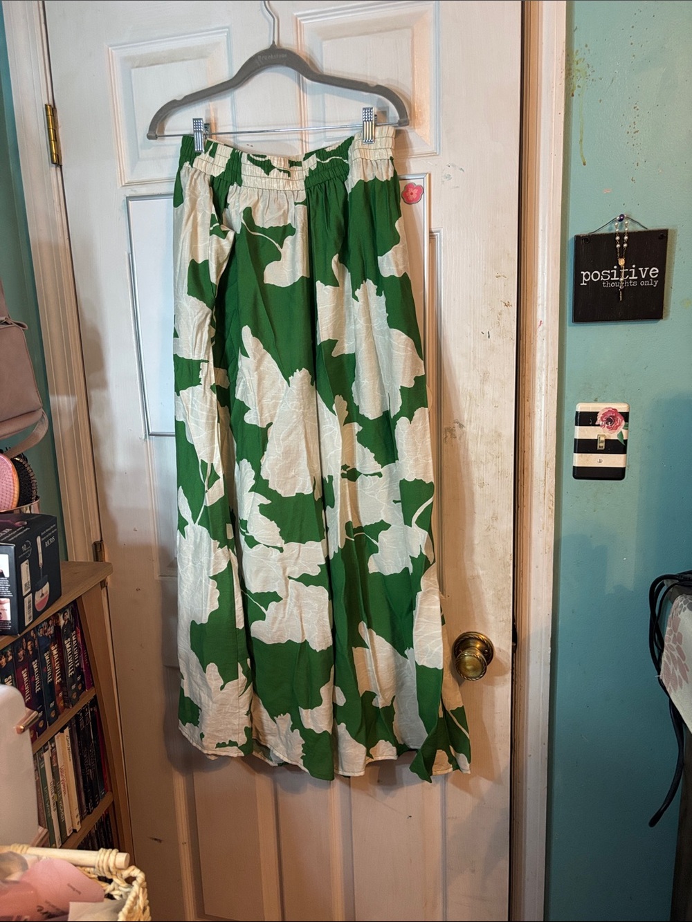 glam Green and White Floral Pants